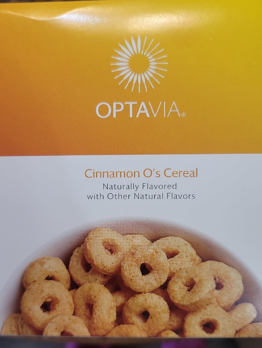 OPTAVIA Cinnamon O's Cereal — Yellow Packaging